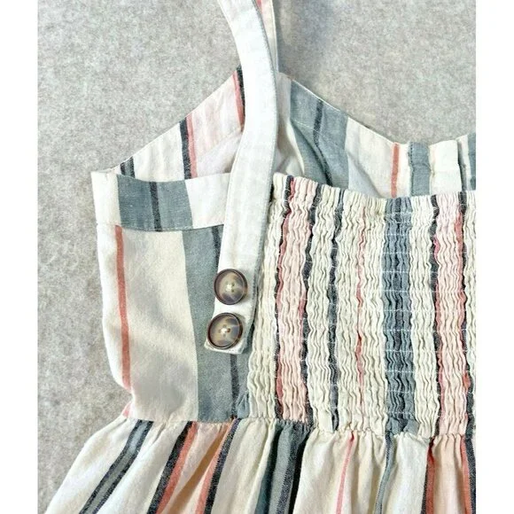 Shyanne Womens Sm Western Sundress Mini Linen Adjustable Straps Button Down - Picture 11 of 16